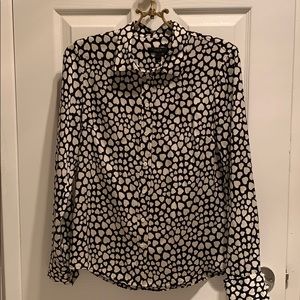 J. Crew Heart-Print Silky Button Down